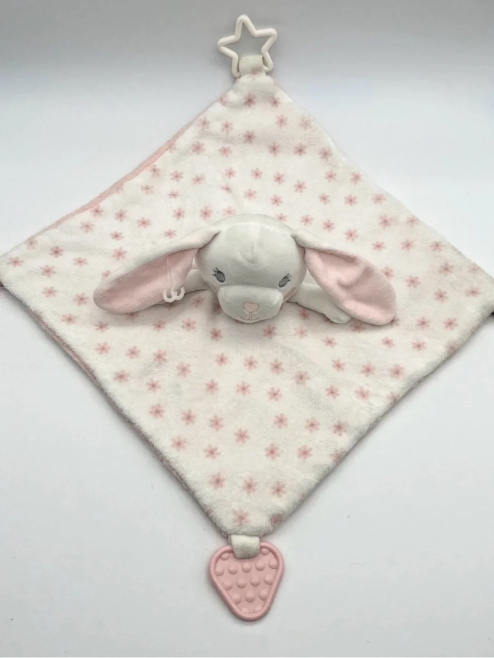 Dream Gro White Pink Rabbit Lovey Soothing Blanket Sensory Activities Plush 13